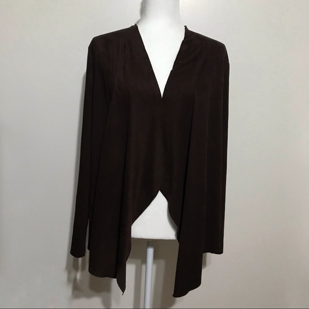 Charter Club Sued Cardigan XLarge Chocolate Brown